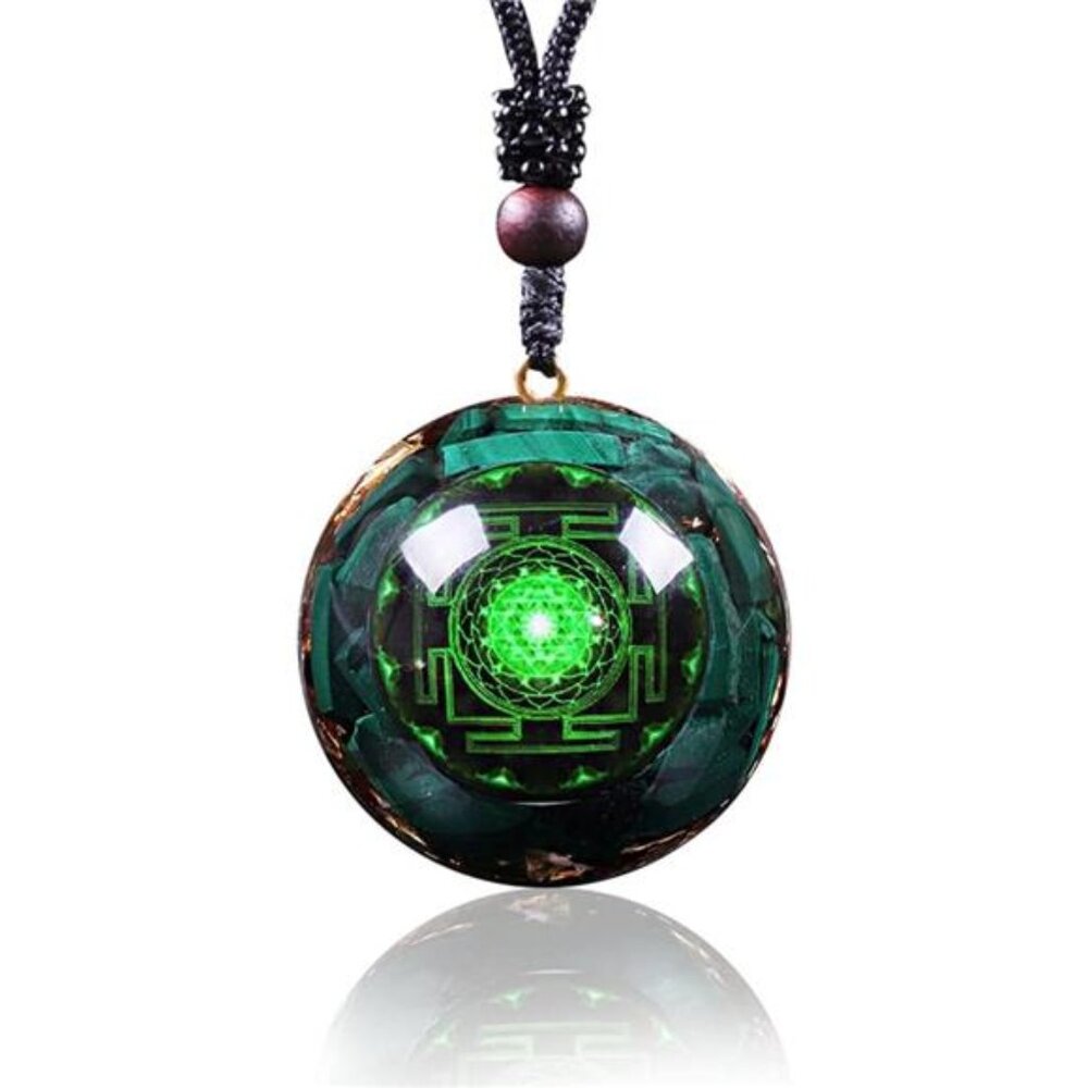 Orgonite Pendant Malachite Green Crystal Orgone Pendant Necklace